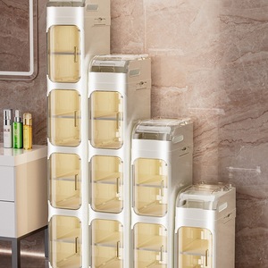 Narrow Storage Cabinet Shelf Trolley Multi Function Kitchen Bathroom Organizer With Wheels 8-11.9in Depth - Product Image 2