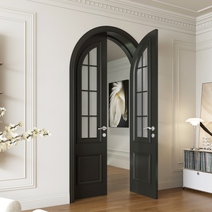 Double <span class=keywords><strong>porte</strong></span> en bois massif moderne style crème française arquée imperméable pour l'intérieur magasins de vêtements américains chambres à coucher - Product Image 2