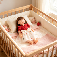Poupée réaliste reborn de 22 pouces avec corps entièrement en vinyle, cheveux longs bruns, robe florale, visage en silicone, jouet pour enfants, cadeau pour filles