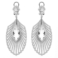 Feine 925 Sterling Silber Schmuck 18 Karat Gold Tropfen Ohrringe große Marquise Diamant Kristall 5a cz Frauen Zirkon Feder Ohrring Manschette