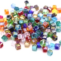 Zhubi 8MM AB couleurs perles de cube en cristal Transparent en gros perles de verre carrées à facettes colorées pour la fabrication de bijoux