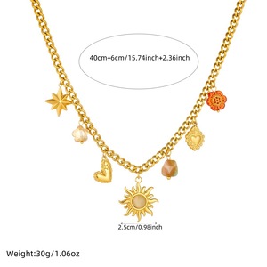 Gold Plated Retro Sun Star Geometric Acrylic <b>Beaded</b> Jewelry <b>Set</b> For Women Party Fashion - Product Image 4