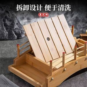 Bamboo Sushi Bridge Sashimi Serving Dish Curved Arch Design Japanese Korean Tableware Food Presentation <b>Tray</b> - Product Image 3