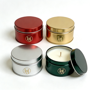 Custom Logo Printed Luxury 8 Oz <b>Metal</b> Candle Jars With Lids for Crafts <b>Packaging</b> - Product Image 2