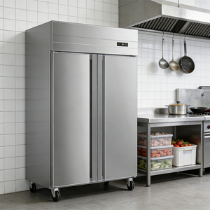 Réfrigérateur professionnel à double porte en acier inoxydable avec refroidissement et commandes séparés - Product Image 1