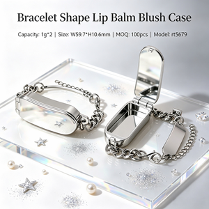 ISMAN 2g Étui vide pour baume à lèvres, rouge à lèvres et <span class=keywords><strong>blush</strong></span>, en argent massif, double compartiment, forme bracelet mignon, emballage maquillage, bracelet de poignet - Product Image 1