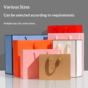 Sac fourre-tout en papier kraft 260g, multicolore, pour emballage cadeau de Noël, sac pour magasin de vêtements, vêtements pour femmes, logo imprimé, grand stock - Product Image 2