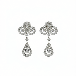 Boucles d'oreilles en or blanc avec diamants taille poire, couleur D naturelle, certifiées GIA, bijoux classiques pour femmes, pour mariage - Product Image 1