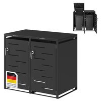 Abri pour poubelle en acier galvanisé, armoire de rangement pour poubelles extérieures imperméable et verrouillable pour poubelles de 240 L