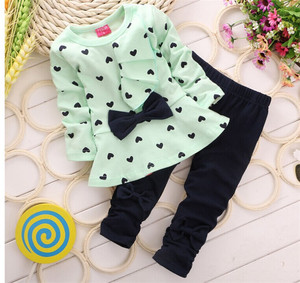 Conjuntos de Ropa para Niñas, Otoño-Primavera, Dos Piezas, Vestido + Pantalones, Ropa Linda para Bebés, Estampado de Puntos, Ropa Casual para Niños - Product Image 2
