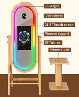 Photomaton en bois de bonne qualité coque 21.5 pouces photomaton miroir en bois pour le démarrage des affaires cabine d'événement avec Flight Case