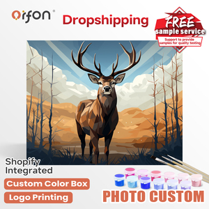 Kit de <span class=keywords><strong>peinture</strong></span> par numéros ORFON pour débutants en DIY, <span class=keywords><strong>peinture</strong></span> acrylique en gros, cerf sur colline - Product Image 1