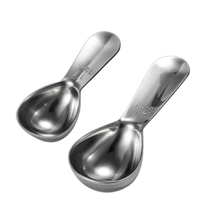 Juego de cucharas de metal y plata, <span class=keywords><strong>dos</strong></span> cucharas de mesa de 15ml y 30 ml, cuchara medidora de café de acero inoxidable, 2 juegos - Product Image 1