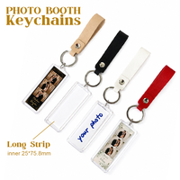 1x3 Fotoğraf Şeridi Anahtarlık Seti 25x75mm Boş Şeffaf Akrilik Fotoğraf Çerçevesi, Suni Deri Kayışlı, Fotoğraf Kabini Malzemeleri için Kesici