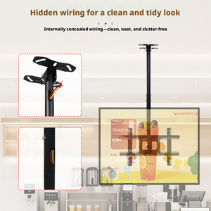 Supporto <span class=keywords><strong>TV</strong></span> da Soffitto Girevole Yzdlkj, Asta Retrattile Estensibile 1300-1560mm, <span class=keywords><strong>in</strong></span> ABS e Acciaio Laminato <span class=keywords><strong>a</strong></span> Freddo, Max 65 Pollici - Product Image 2