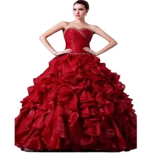 Suruimei gaun putri merah anggur Quinceanera gaun mengembang berenda manis 15 gaun wisuda gaun Prom gaun malam merah anggur