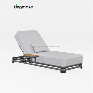 Silla de Piscina Reclinable con Mesa Lateral, <span class=keywords><strong>Tumbona</strong></span> de <span class=keywords><strong>Aluminio</strong></span> con Cojín Grueso, Directo de Fábrica - Product Image 3