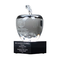 Trophée élégant en cristal en forme de pomme avec base noire pour les récompenses d'innovation et de technologie des entreprises