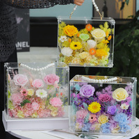 Fabrikneues Design Konservierte Blumen-Handtasche Geschenk mit Anpassungsmöglichkeit für Muttertag Valentinstag Weihnachten Ewiges Blumenarrangement