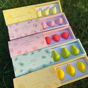 Friute-Juego de huevos de maquillaje, esponja de maquillaje sin látex, con logotipo personalizado, con diseño de fresa, melocotón, <span class=keywords><strong>pera</strong></span>, limón y aguacate - Product Image 1
