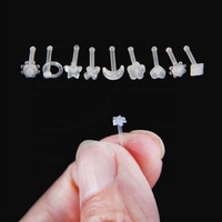 Bioplasticos Médicos al por Mayor, 10 Piezas/Juego, Piercing Nasal Simple Invisible con Barra Recta, Piercing Nasal con Forma de Girasol, Estrella de Cinco Puntas y Luna