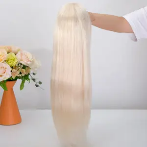 Luxus europäisches Haar unsichtbare Seide Basis 20 Zoll Perücke weiße blonde Spitzen-Echthaar-Perücken versandfertig