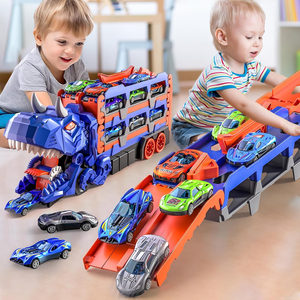 Camion de transport de dinosaures, <span class=keywords><strong>jouet</strong></span> interactif 2-en-1 transformable avec rampe de lancement, mini voitures de course et grand espace de <span class=keywords><strong>rangement</strong></span>, <span class=keywords><strong>pour</strong></span> enfants de 3 ans et plus - Product Image 2