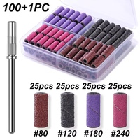 100 Piezas/Caja de Brocas para Uñas 80 # 120 # 180 # 240 #   Bandas de Lijado Pequeñas para Taladro de Uñas, Lima Eléctrica, Lijadoras de Uñas con Mandril de 3/32 Pulgadas