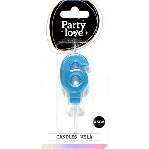 Candela Blu Numero 6 per Feste, Candele di Compleanno da 4,5 Cm, Vela - Product Image 1
