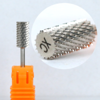 Fraise à ongles professionnelle en carbure de tungstène 3/32" à tête plate 3XC/4XC, forme baril large, outil de manucure pour le retrait de la poudre de trempage