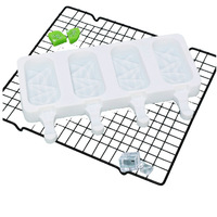 Offres Spéciales Portable et Flexible 4 trous grande taille Ellipse Silicone moule à crème glacée réutilisable Silicone Popsicle plateau pour bricolage