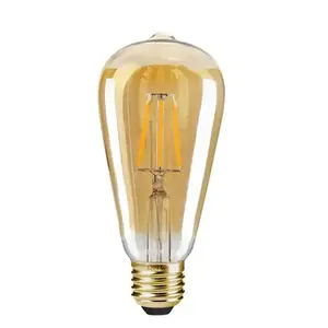 Led Filament Bulb Light ST64 4W 6W 8W 10W Amber Clear Glass E27 B22 LED Filament Vintage bulb , FMT-ST64