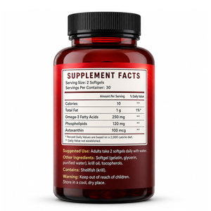 Huile de Krill Biologique Certifiée pour Améliorer la Santé Cérébrale, Capsules Molles d'Huile de Poisson Oméga-3, Complément Alimentaire pour Adultes, Sans OGM, Marque Privée - Product Image 6