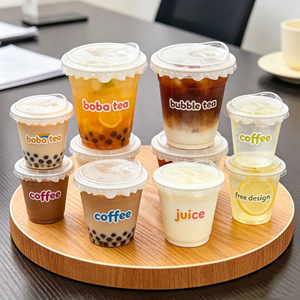 Gobelets en plastique PET de haute qualité de 9oz, 8oz, 7oz avec couvercle pour boissons glacées, café, jus, thé Boba, café Dirty, personnalisables - Product Image 1