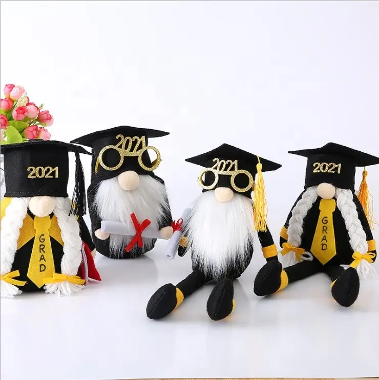2021 new bachelor hat dwarf doctor hat faceless doll with long legs graduation season decoration