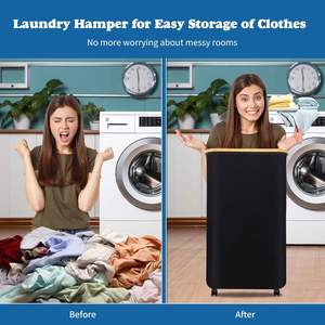 Cesta de lavandería plegable con ruedas de 100l con bolsa de lavado extraíble - Product Image 4