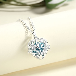Isunni Dainty หัวใจกลวงออกเงินสเตอร์ลิงชุบหินลาวาลูกปัดสร้อยคอกระจาย - Product Image 5