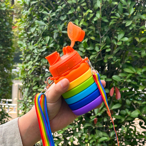 אוייאדה לוגו מותאם אישית 500 מ "ל לשימוש חוזר bpa חינם ספורט מסיליקון בקבוק חדר כושר לילדים בקבוק מים מתקפלים - Product Image 5