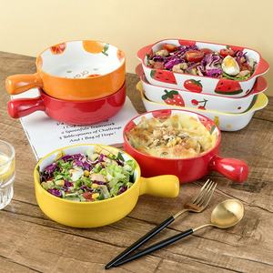 Four en céramique pour la pâtisserie, style cé<span class=keywords><strong>l</strong></span>ébrité du web, avec assiettes, plats et bols à fruits créatifs et mignons, vaisselle <span class=keywords><strong>de</strong></span> table pour le petit-déjeuner à domicile avec poignée - Product Image 3