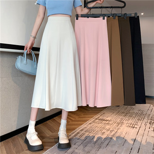 Jupe <span class=keywords><strong>Parapluie</strong></span> Évasée Mi-Longue, Taille Haute, Minceur, Mi-Longue, Drapée, Plissée, Version Coréenne, Grande Taille, MM Moitié Automne - Product Image 1