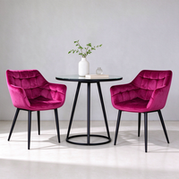 Fauteuil en velours capitonné de luxe, chaise d'appoint rembourrée avec pieds en métal noir pour la maison, l'appartement, le café