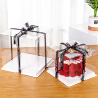 Boîte à gâteau transparente en PET personnalisable, emballage transparent pour gâteau d'anniversaire pour célébration de fête