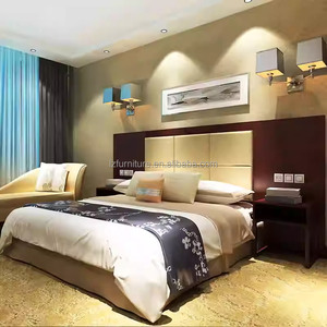 3 Star Hotel Bedroom Set Complete King <b>Queen</b> Wood <b>Bed</b> <b>Frame</b> With Headbaord Nightstands TV Cabinet Desk Closet For Sale - Product Image 1