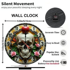 Round Wooden Wall <b>Clock</b> 25cm <b>Hand</b> Carved Silent Non Ticking Home Art Decoration - Product Image 3
