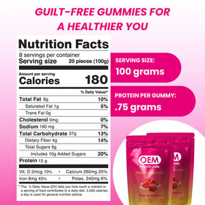 OEM Watermeloen Proteïne Gummies Hoog Proteïne Rijke Snack 17g Wei-eiwit Energie Herstel Energie Gummies Boost Pre-Workout Spierondersteuning - Product Image 2