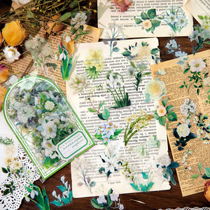 100 pièces/paquet autocollants décoratifs série floraison plante fleurs compte à la main matériel décoration Collage autocollants 6 modèles - Product Image 3