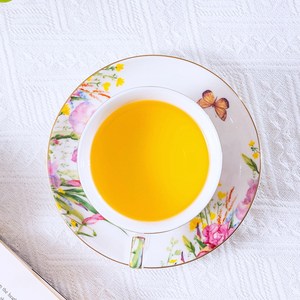 แก้วกาแฟเซรามิกสไตล์ฝรั่งเศสพร้อมจานรอง - แก้วน้ำชาลายดอกไม้ 3 มิติ - Product Image 3