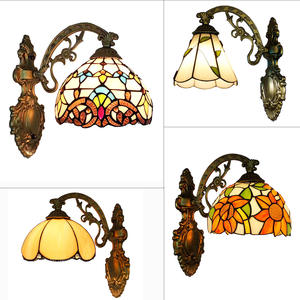 Ouhao <b>Retro</b> Tiffany European Style <b>Wall</b> Creative Iron LED for Bedroom Bedside Living Room Dining Room Balcony Hallway Staircase - Product Image 2