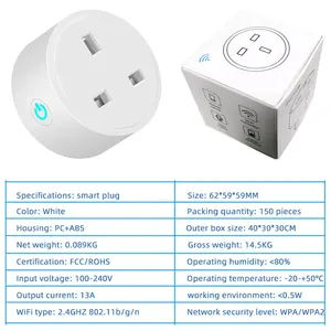 Wifi Smart Wireless Us Eu Uk Steckdose Alexa Wifi Fernbedienung Tuya Home Power Mini Elektrik 10a 220V Smart Plug