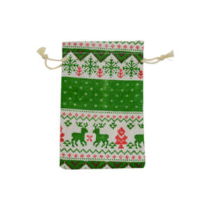 Yiwu vente en gros sacs en coton biologique personnalisables vert cerf de Noël Design plaqué or flocon de neige recyclable cordon numérique - Product Image 6